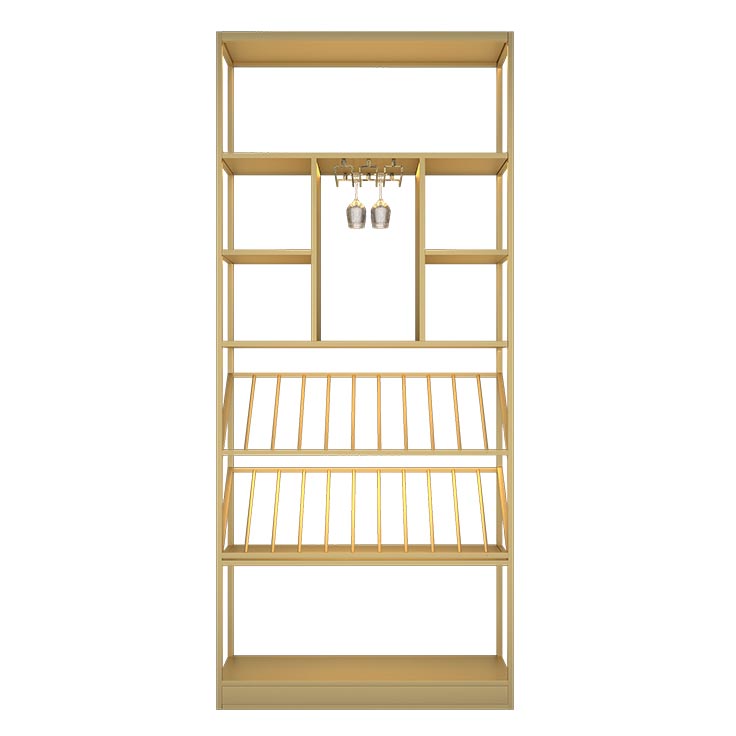 Luxe Metal Wine Rack Kit Freestanding Wine Holder Rack with Shelf Gold Clearhalo 'furn' 'furn_wine_racks' 'Furniture' 'Kitchen & Dining Furniture' 'Wine Racks' 'wine_racks' 6032211