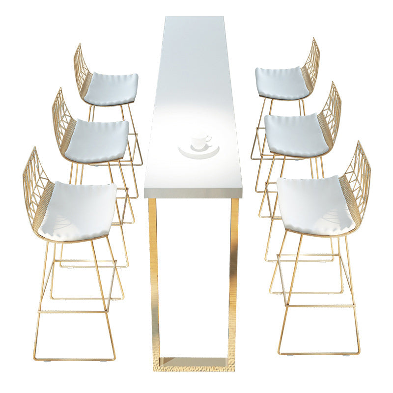 Glam rechthoekige staaftafel Set 1/7 stukken vaste houten toonbank voor binnen