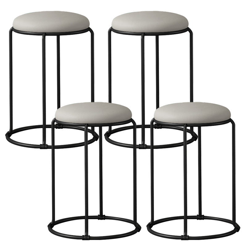 Modern Ottoman Leather Upholstered Tear Resistant Round Ottoman with Chair Legs