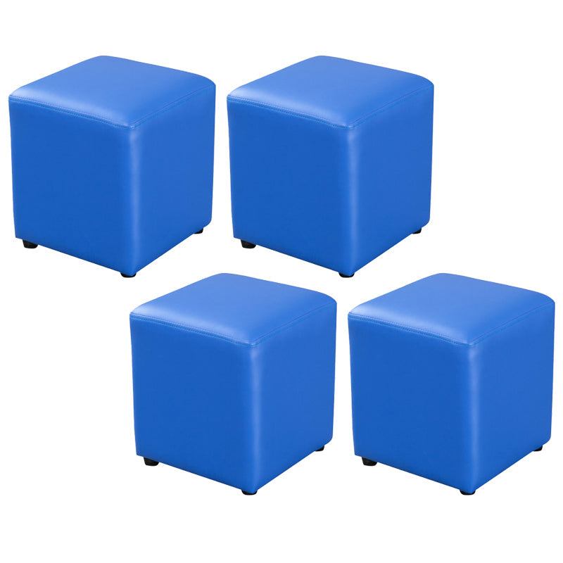 Modern Leather Standard Solid Color Stain Resistant Standard for Drawing Room Blue 4 Piece Set Clearhalo 'furn' 'furn_ottomans_poufs' 'Furniture' 'Living Room Furniture' 'Ottomans & Poufs' 'ottomans_poufs' 6033812