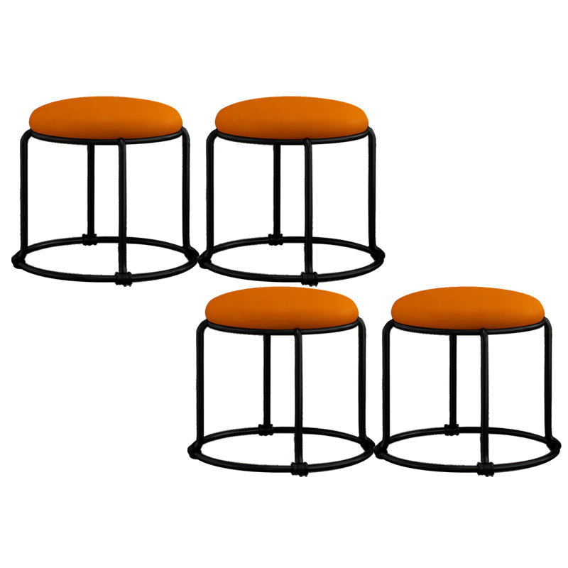Contemporary Ottoman Fabric Upholstered Solid Color Round Ottoman Orange 4 Piece Set Clearhalo 'furn' 'furn_ottomans_poufs' 'Furniture' 'Living Room Furniture' 'Ottomans & Poufs' 'ottomans_poufs' 6033928