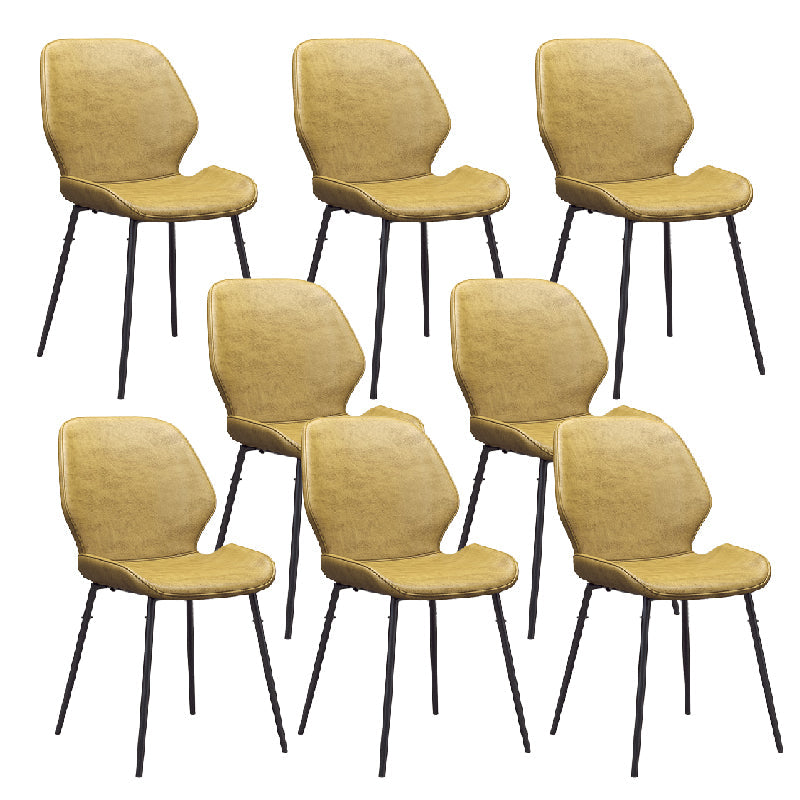 Glam Style Dining Chair PU Leather Dining Room Chair for Indoor Yellow Black 8 Piece Set Clearhalo 'Dining Chairs' 'Dining Tables & Seating' 'dining_chair' 'furn' 'furn_dining_chair' 'Furniture' 'Kitchen & Dining Furniture' 6034425