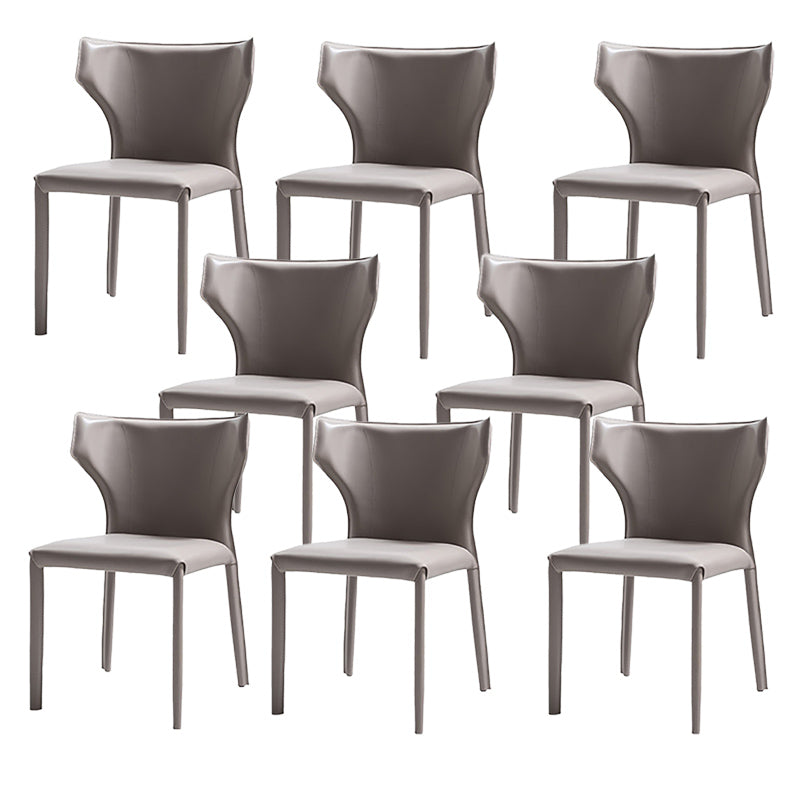 Modern Style Wingback Dining Chairs Faux Leather Home Side Chair Light Khaki 8 Piece Set Clearhalo 'Dining Chairs' 'Dining Tables & Seating' 'dining_chair' 'furn' 'furn_dining_chair' 'Furniture' 'Kitchen & Dining Furniture' 6034686