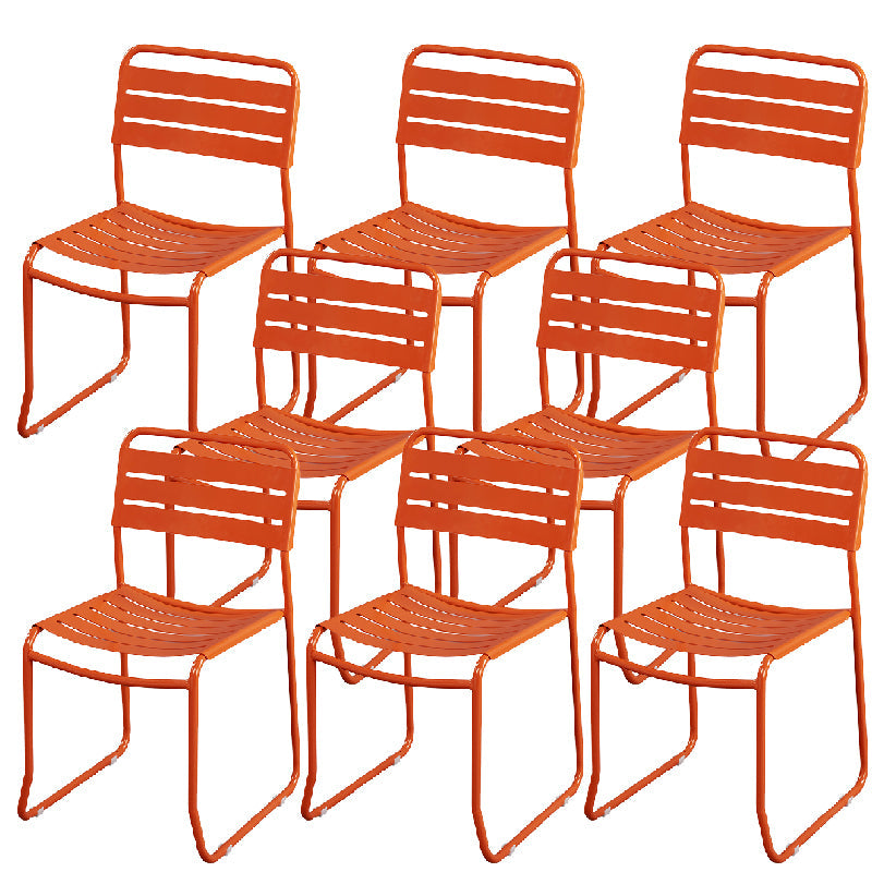 Glam Style Dining Chair Metal Ladder Back Side Chair for Patio