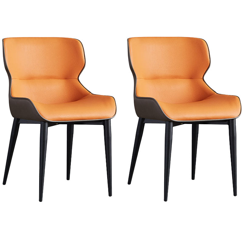 Leather Dining Side Chair Contemporary Style Wingback Parsons Arm Chairs