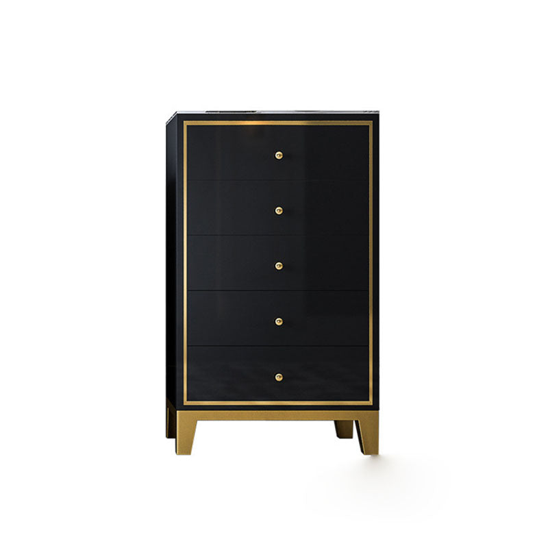 Bedroom Glam Wooden Storage Chest Vertical Chest with Drawers