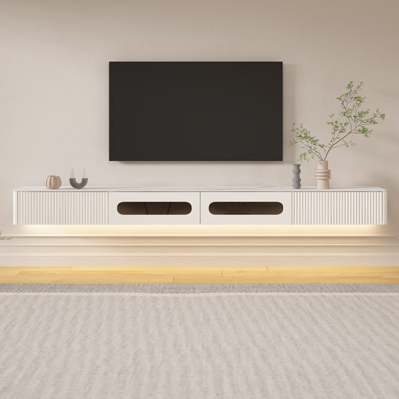 Modern White TV Stand Wall-mounted TV Media Stand with Storage for Living Room