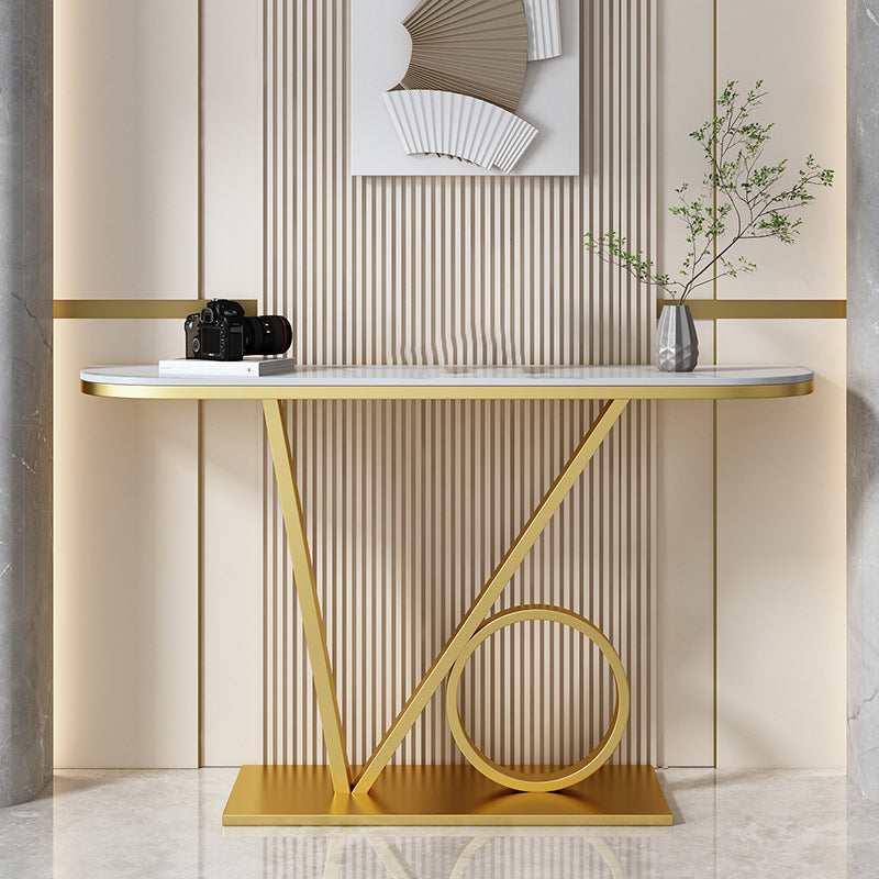 Tavolo da console in pietra mezzi luna 12 "W tavolo accento resistente alla macchia glam per Hall