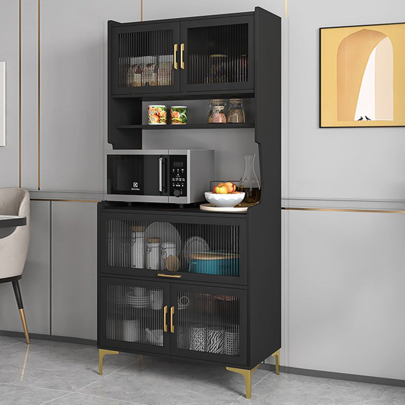 Steen en houtbuffet bijboard moderne open opslag met glazen deuren