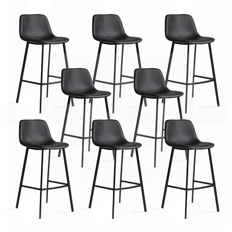Modern Armless Bar Stool PU Leather Low Back Stools with Metal Frame