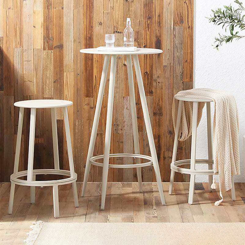 1/2/3 Pieces Industrial Round Bar Table Set Iron Bistro Set with Footrest