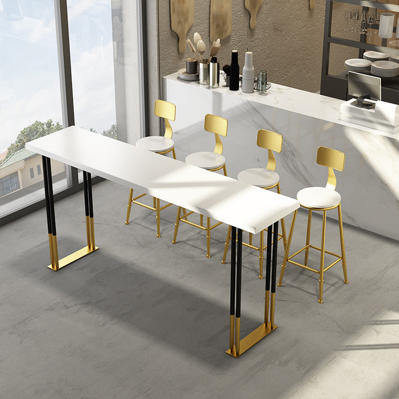 Glam Style Rectangle Bar Table Set 1/2/5 Pieces Solid Wood Counter Table 5 Pieces: Table, 4 Stools Clearhalo 'Bar Furniture' 'furn' 'furn_home_bar_bar_sets' 'Furniture' 'Home Bars & Bar Sets' 'home_bar_bar_sets' 'Kitchen & Dining Furniture' 6039410