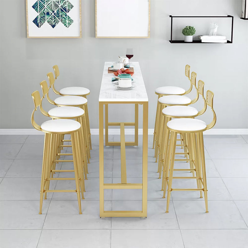 Glam Style Rectangle Bar Table 1/2/5/7 Pieces Faux Marble Counter Table