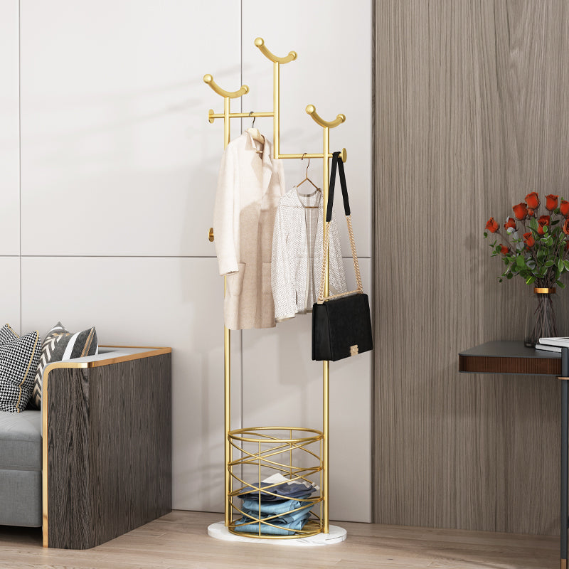 Wunderschöner Metallbeschattierungs -Rackkorb Vorratskleider Rack mit Kleiderhaken