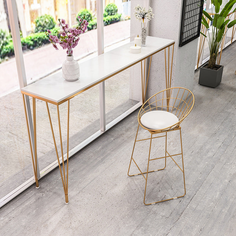 Modern White Wooden Bar Table Rectangle Dining Table with 4 Legs 78.7"L x 15.7"W x 41.3"H Without Chairs Clearhalo 'Bar Furniture' 'Bar Tables' 'bar_tables' 'furn' 'furn_bar_tables' 'Furniture' 'Kitchen & Dining Furniture' 6041118