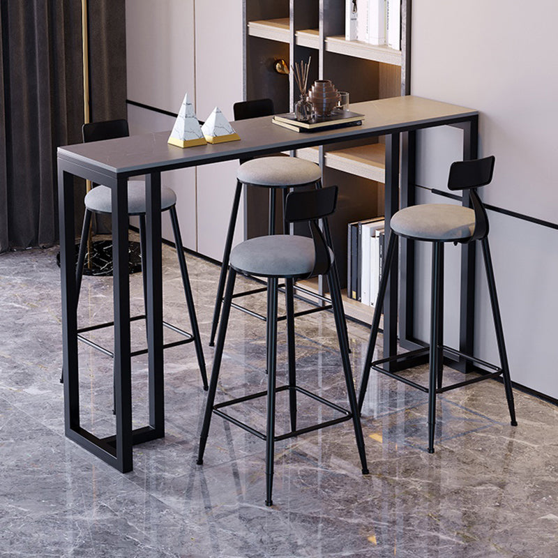 Contemporary Rectangle Bar Dining Table Stone Top and Iron Base Bar Table