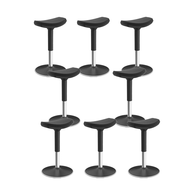 Modern Desk Chair Adjustable Chair Armless Upholstered Office Chair in Black 8 Piece Set Clearhalo 'furn' 'furn_office_chair' 'Furniture' 'Office Chairs' 'Office Furniture' 'office_chair' 6046896