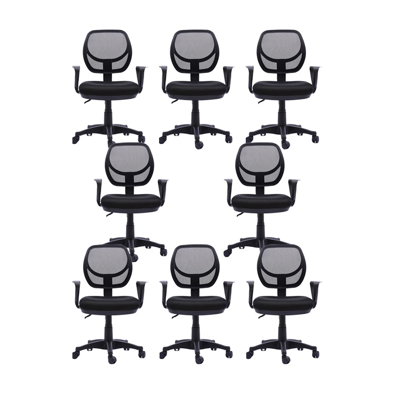 Contemporary Arm Chair Fixed Arm Adjustable Seat Height Swivel Office Chair 8 Piece Set Nylon Clearhalo 'furn' 'furn_office_chair' 'Furniture' 'Office Chairs' 'Office Furniture' 'office_chair' 6047124