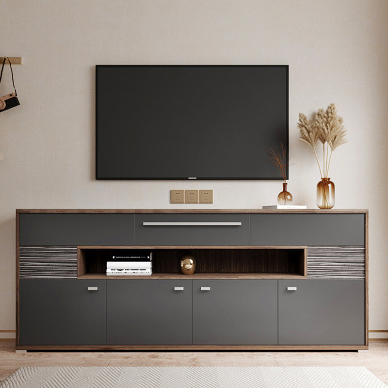 Modern TV Stand Console Faux Wood TV Stand Console with 2 Storage 78.7"L x 11.7"W x 32.1"H Grey Clearhalo 'furn' 'furn_tv_stands_entertainment_centers' 'Furniture' 'Living Room Furniture' 'TV Stands & Entertainment Centers' 'TV Stands & Media Storage Furniture' 'tv_stands_entertainment_centers' 6048267
