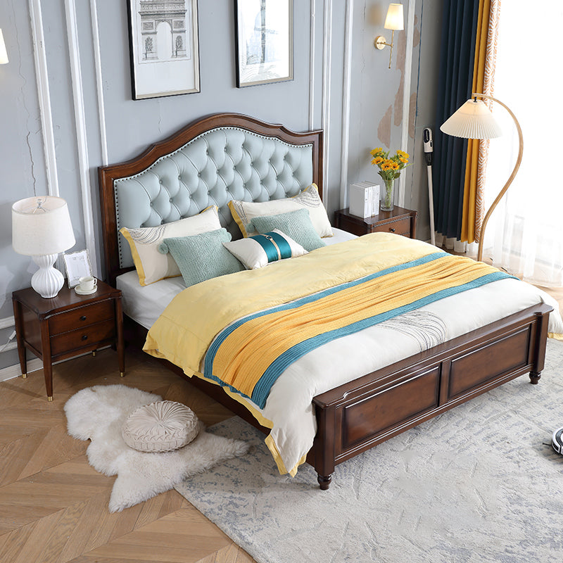 Bruin traditioneel paneelbed met opslag gestoffeerd hoofdeinde bodem, 59.05 "High