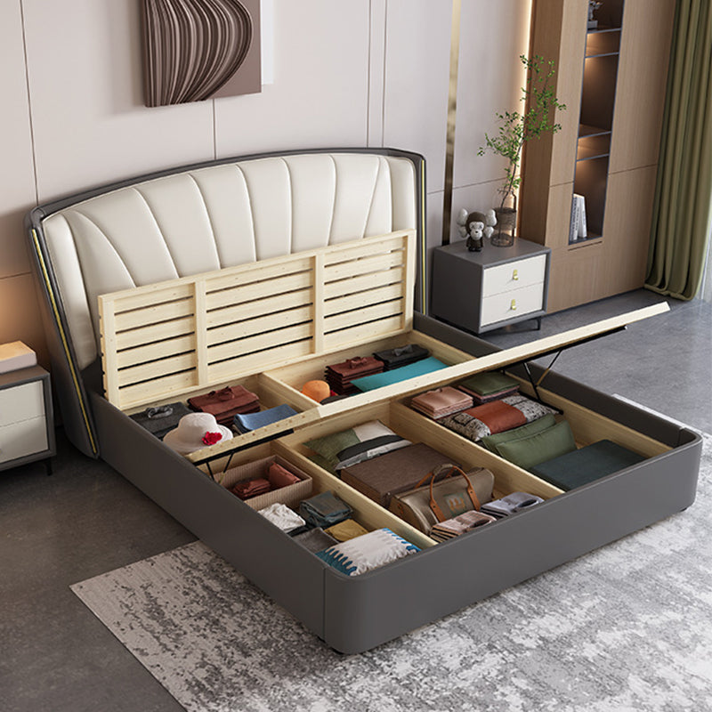 Terreno letto in pelle testiera del letto di Wingback 86.61 "lungo in grigio