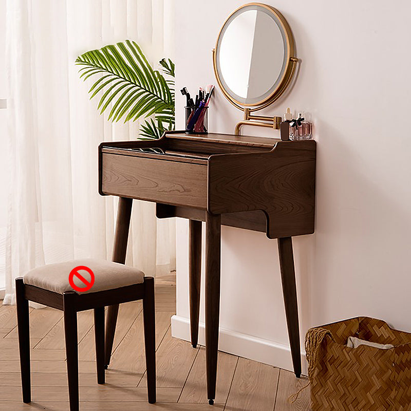 Contador de maquillaje de vidrio 18.11 "Mesas de tocador de madera maciza de ancho con 1 cajones de almacenamiento