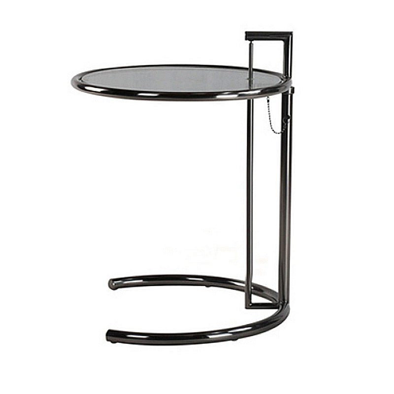 Lift-top Coffee Table Glass with Round Top and Stainless Steel Base Black Gray Clearhalo 'Coffee & Accent Tables' 'Coffee Tables' 'coffee_tables' 'furn' 'furn_coffee_tables' 'Furniture' 'Living Room Furniture' 6049032