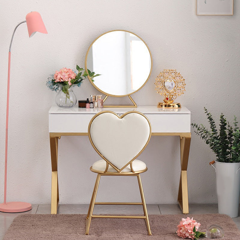 Contatore per trucco bianco brillante 15,74 "tavoli da vanità larghi con 2 cassetti