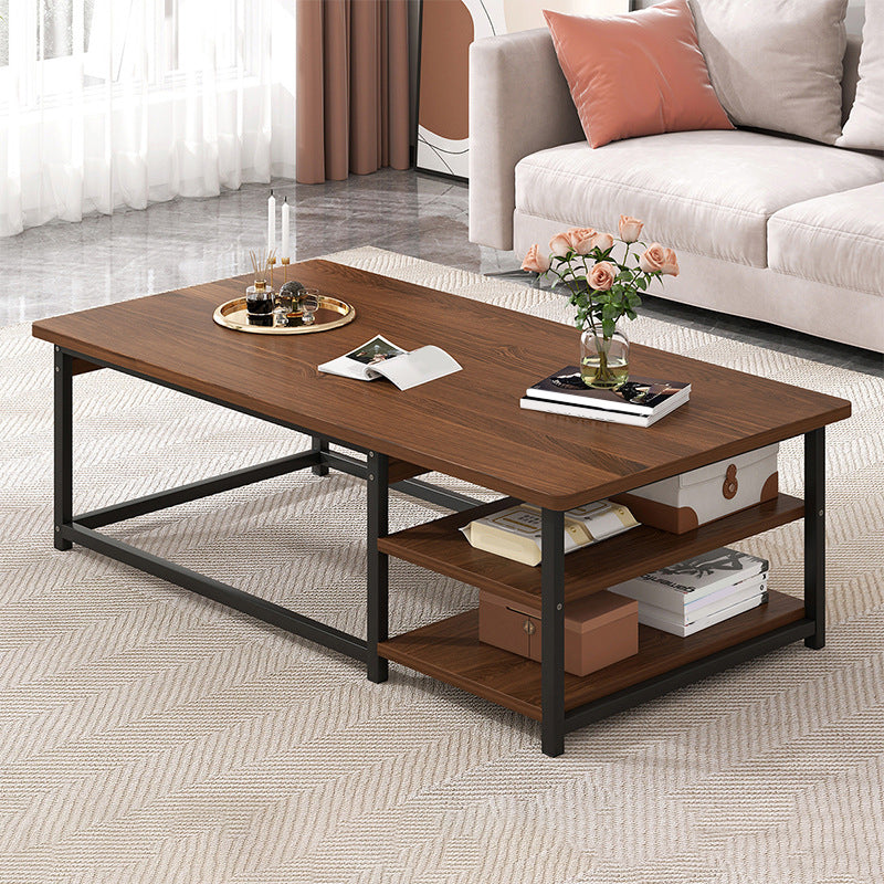 Tavolo da cocktail di caffè rettangolare moderno con scaffali di stoccaggio