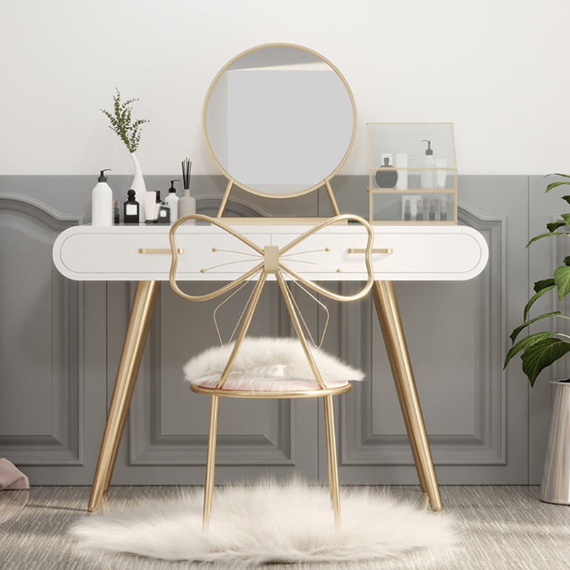 White Gold Makeup Counter with Drawer 15.74" Wide Glam Vanity Tables for Bedroom Makeup Vanity & Mirror & Stools Clearhalo 'Bedroom Furniture' 'furn' 'furn_makeup_vanities' 'Furniture' 'Makeup Vanities' 'makeup_vanities' 6049112