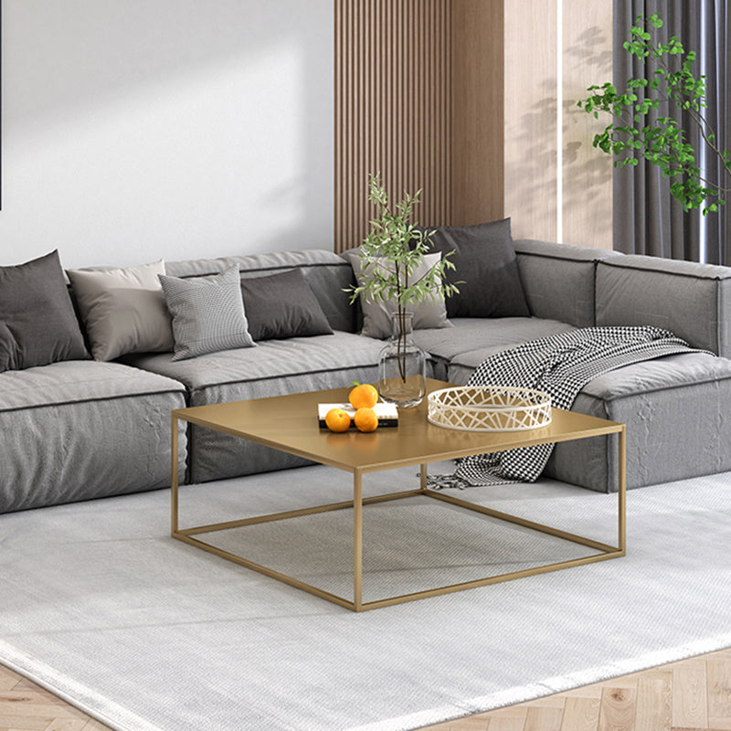 Mid-Century Modern Square Cocktail Table Iron Frame 1 Single Coffee Table - 15.75" H