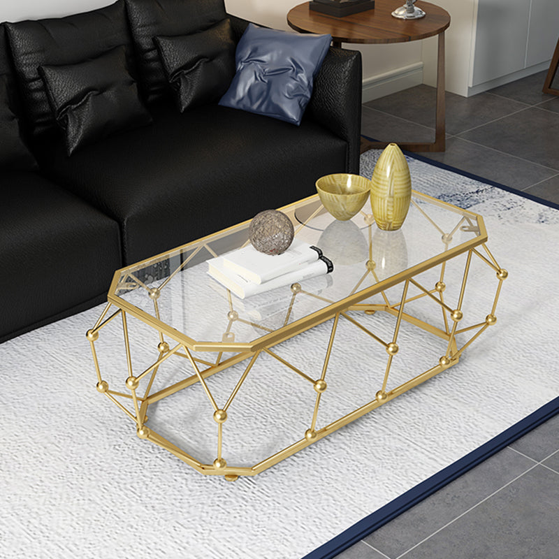 Modern Frame Coffee Cocktail Table Rectangular Glass Top Coffee Table Gold Clear Clearhalo 'Coffee & Accent Tables' 'Coffee Tables' 'coffee_tables' 'furn' 'furn_coffee_tables' 'Furniture' 'Living Room Furniture' 6049249