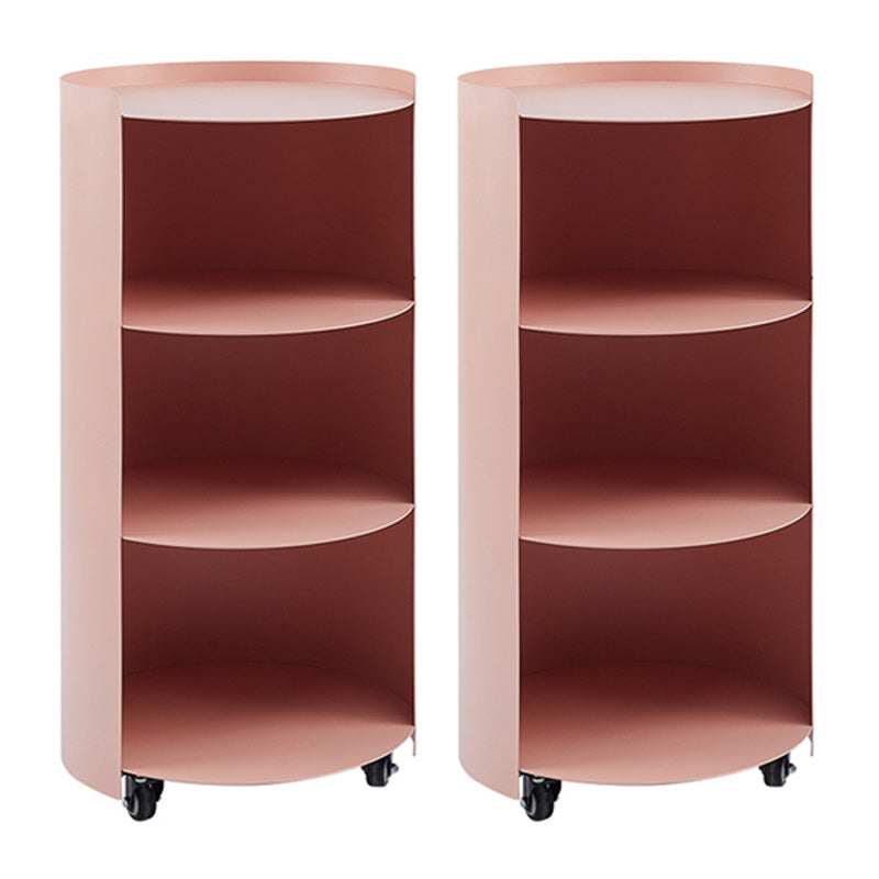 Mid-Century Round Side End Table Metal End Slide Table with Shelf Pink 2 Clearhalo 'Coffee & Accent Tables' 'End & Side Tables' 'end_side_tables' 'furn' 'furn_end_side_tables' 'Furniture' 'Living Room Furniture' 6049723