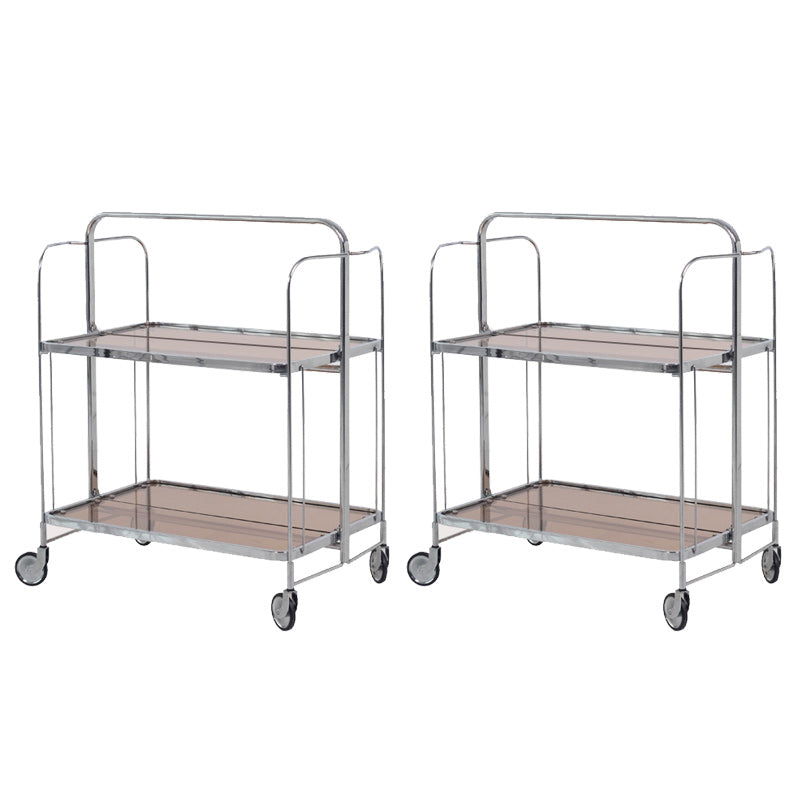 Table de coin supérieur en verre contemporain avec étagère, table d'appoint rectangulaire