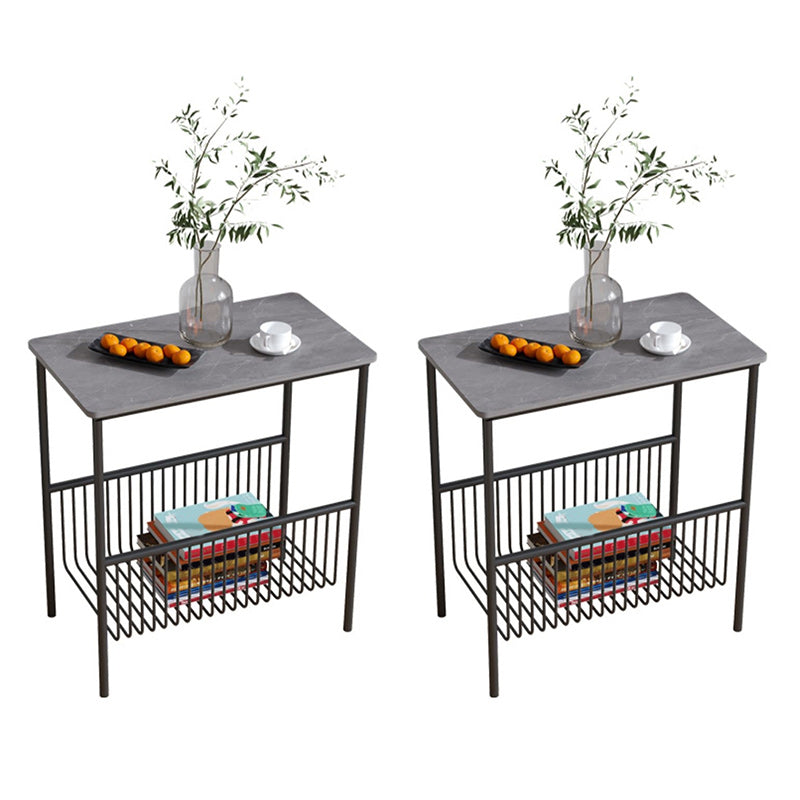 Mid-Century 21.7" Tall 4 Legs End Table Rectangular Side Table Black Stone 2 Clearhalo 'Coffee & Accent Tables' 'End & Side Tables' 'end_side_tables' 'furn' 'furn_end_side_tables' 'Furniture' 'Living Room Furniture' 6049843