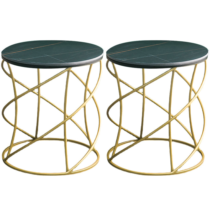 Modern Frame Slate End Table Round Minimalist Side End Table