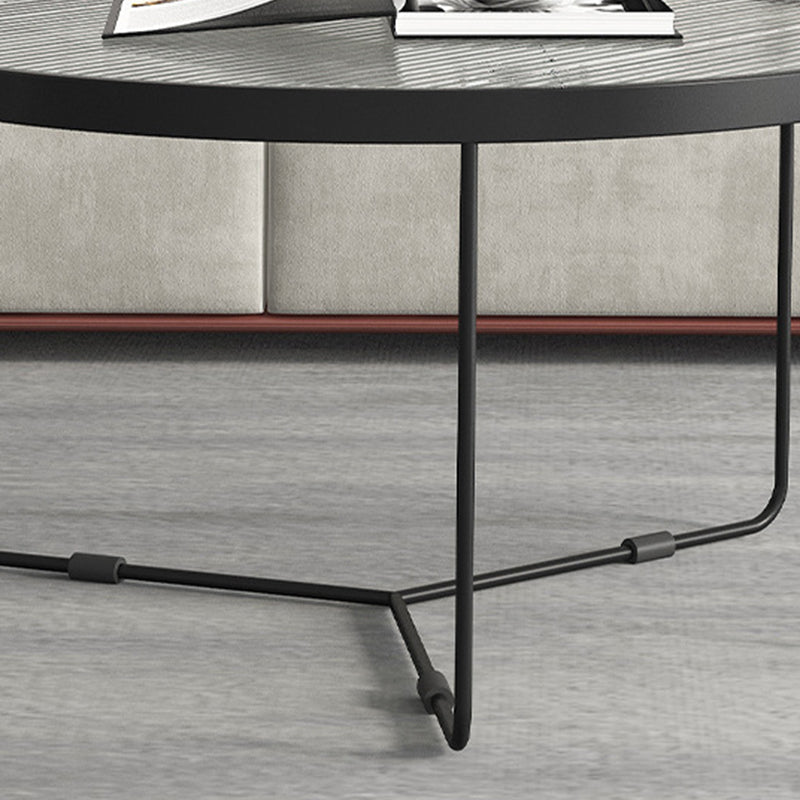 Tavolino contemporaneo di caffettiera con nidificazione rotonda con top in vetro e base di ferro