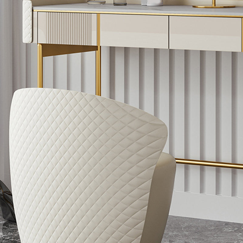 14.96" Wide Stone Makeup Counter Bright White Vanity Tables with Storage Drawers Clearhalo 'Bedroom Furniture' 'furn' 'furn_makeup_vanities' 'Furniture' 'Makeup Vanities' 'makeup_vanities' 6055478