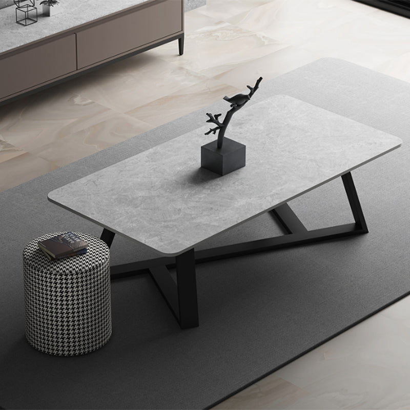 Tavolino rettangolare in ardesia tavolino in metallo tavolo da cocktail in bianco e grigio