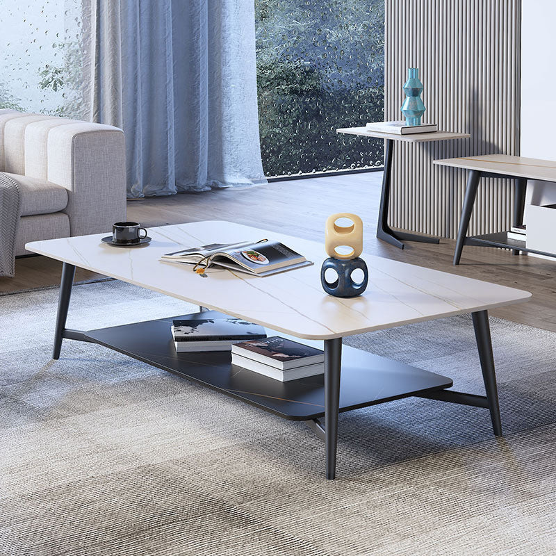 4 jambes 1 table basse unique table de cocktails en ardoise rectangulaire avec étagère