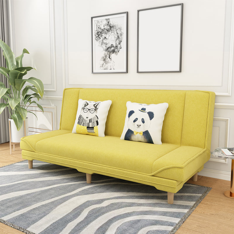 31.5 " H Contemporary Linen Armless Convertible Sleeper Sofa Yellow Clearhalo 'furn' 'furn_sofas' 'Furniture' 'Living Room Furniture' 'Sofa' 'sofas' 6055817