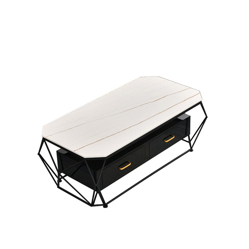 Tavolino geometrico in ardesia 2 cassetti Tavolo da cocktail - 17,7 "H