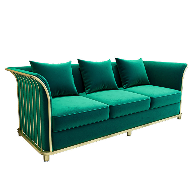 27.5" H Contemporary Velvet Tuxedo Arm Sofa with Pillows for Living Room