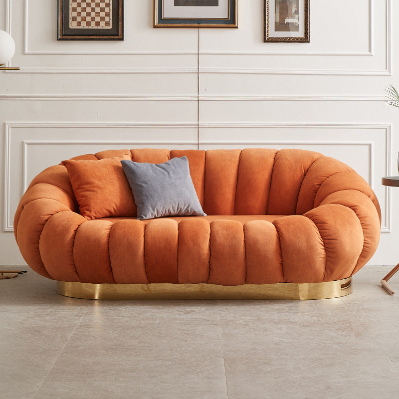 29.5" H Modern Sewn Pillow Back Slope Arm Loveseat for Living Room Orange Clearhalo 'furn' 'furn_sofas' 'Furniture' 'Living Room Furniture' 'Sofa' 'sofas' 6056088
