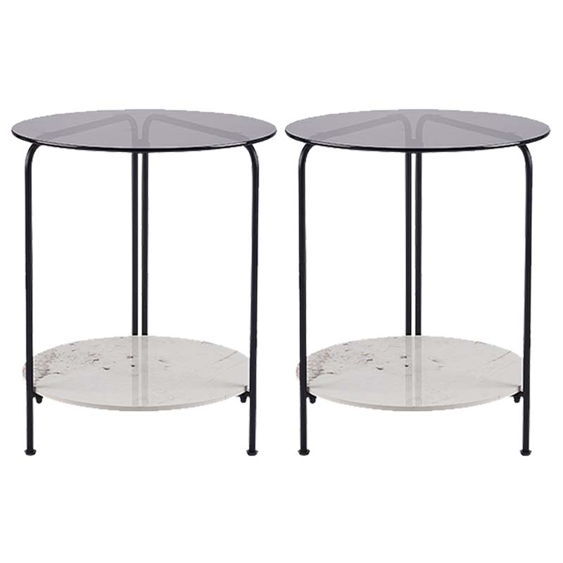 Contemporary Rectangular/Round Side End Table Glass Top Corner Table 2 Round Clearhalo 'Coffee & Accent Tables' 'End & Side Tables' 'end_side_tables' 'furn' 'furn_end_side_tables' 'Furniture' 'Living Room Furniture' 6056413