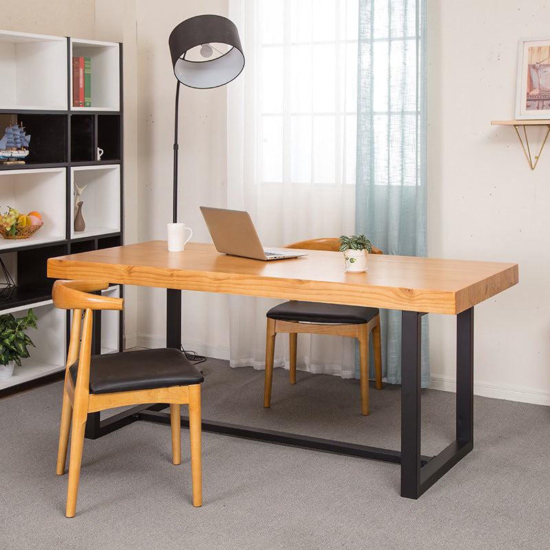 Tavolo da pranzo in legno massello rettangolare mobili moderni con base in acciaio per cucina