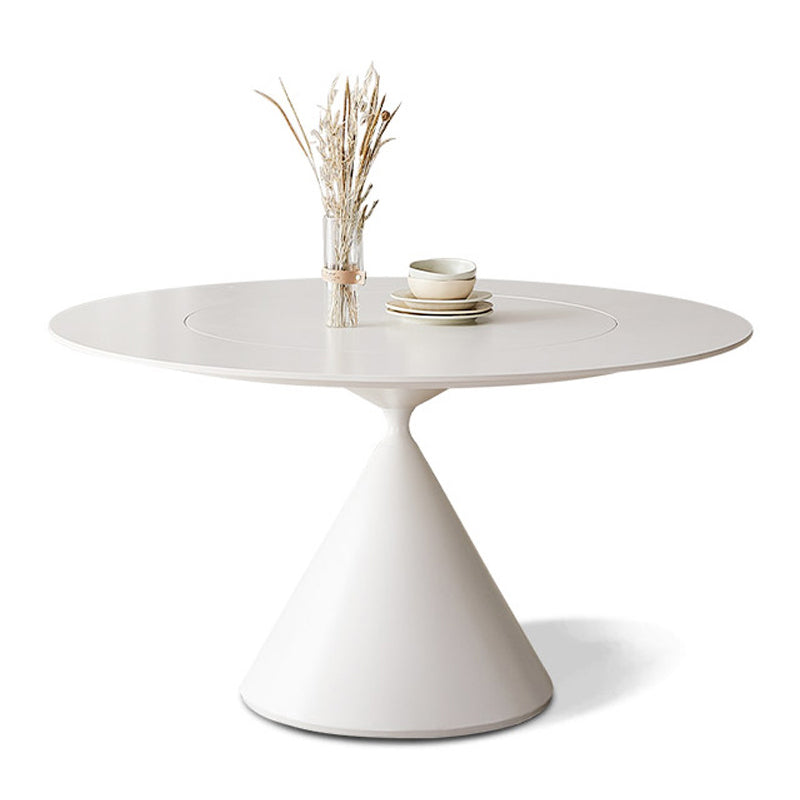 Round Sintered Stone Dining Table Modern Dining Table with Steel Pedestal Base for Home White Lazy Susan Clearhalo 'Dining Tables & Seating' 'Dining Tables' 'dining_table' 'furn' 'furn_dining_table' 'Furniture' 'Kitchen & Dining Furniture' 6057065