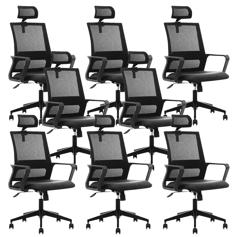 Contemporary Arm Chair Fixed Arms Pillow Included Black Office Chair 8 Piece Set Clearhalo 'furn' 'furn_office_chair' 'Furniture' 'Office Chairs' 'Office Furniture' 'office_chair' 6058328