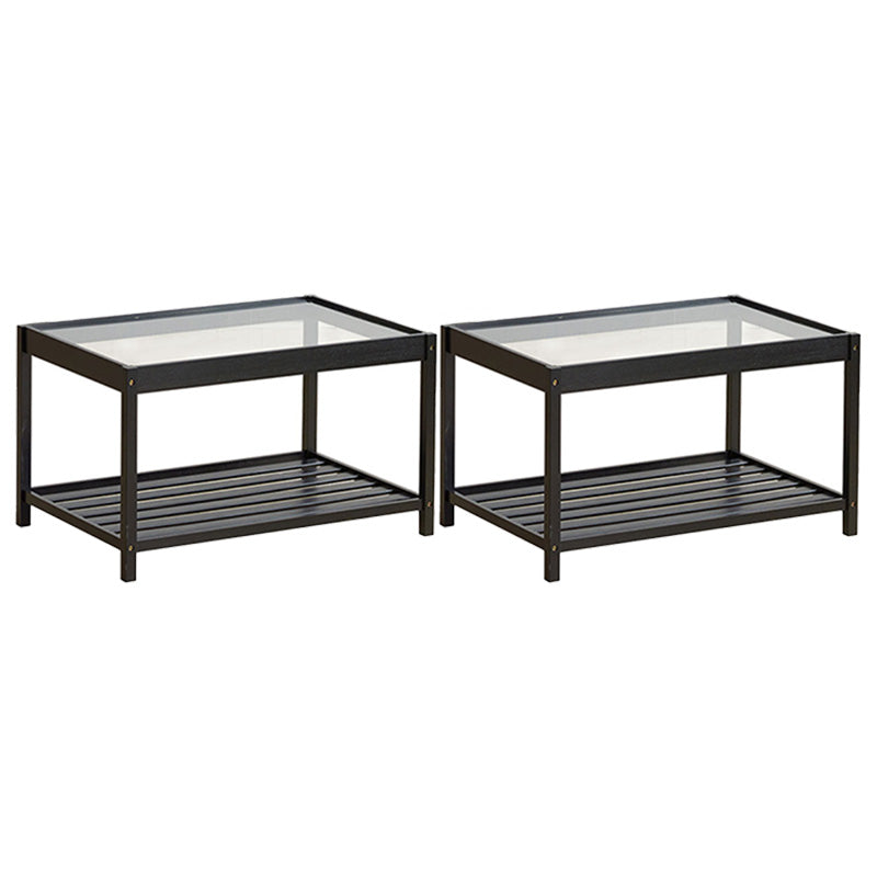 Madera de madera y vidrio mesita de noche moderna mesita de noche abierta con piernas