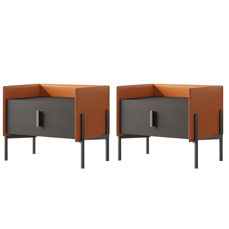 Comodino da letto in legno in finto cabinetto industriale con cassetto